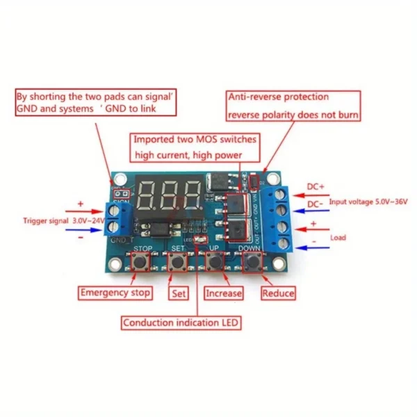 1pc DC 12V 24V Dual MOS LED Digital Timer