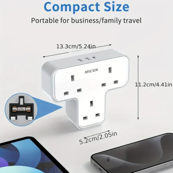 Plug Adapter 3 Way with 3 USB(1 Type C)