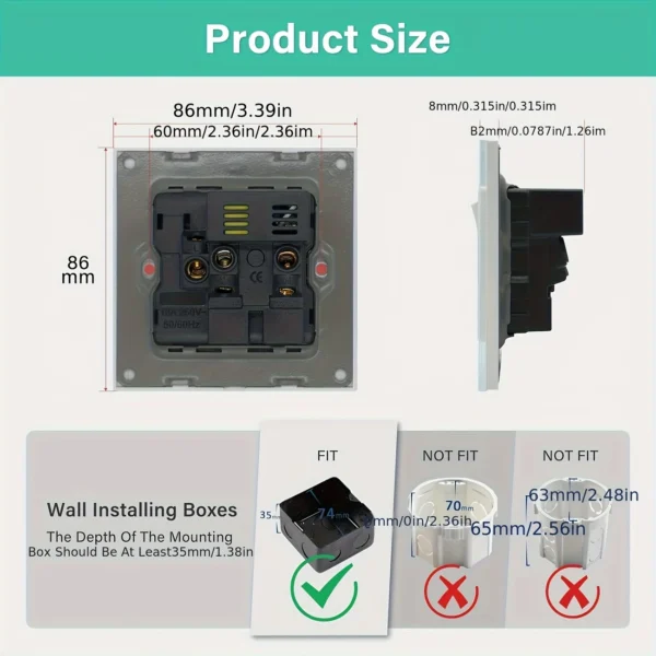 Yinggui USB/Type C Socket 5V 2.1A Wall Plug 250V 13A